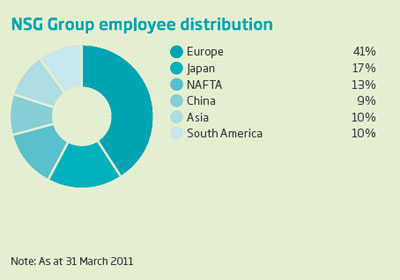 NSG Group employee distribution as at 31 March 2011